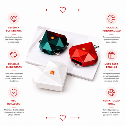 Caja de anillo en forma de corazón