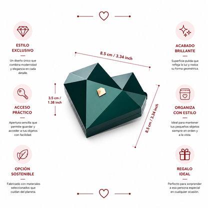 Caja de anillo en forma de corazón