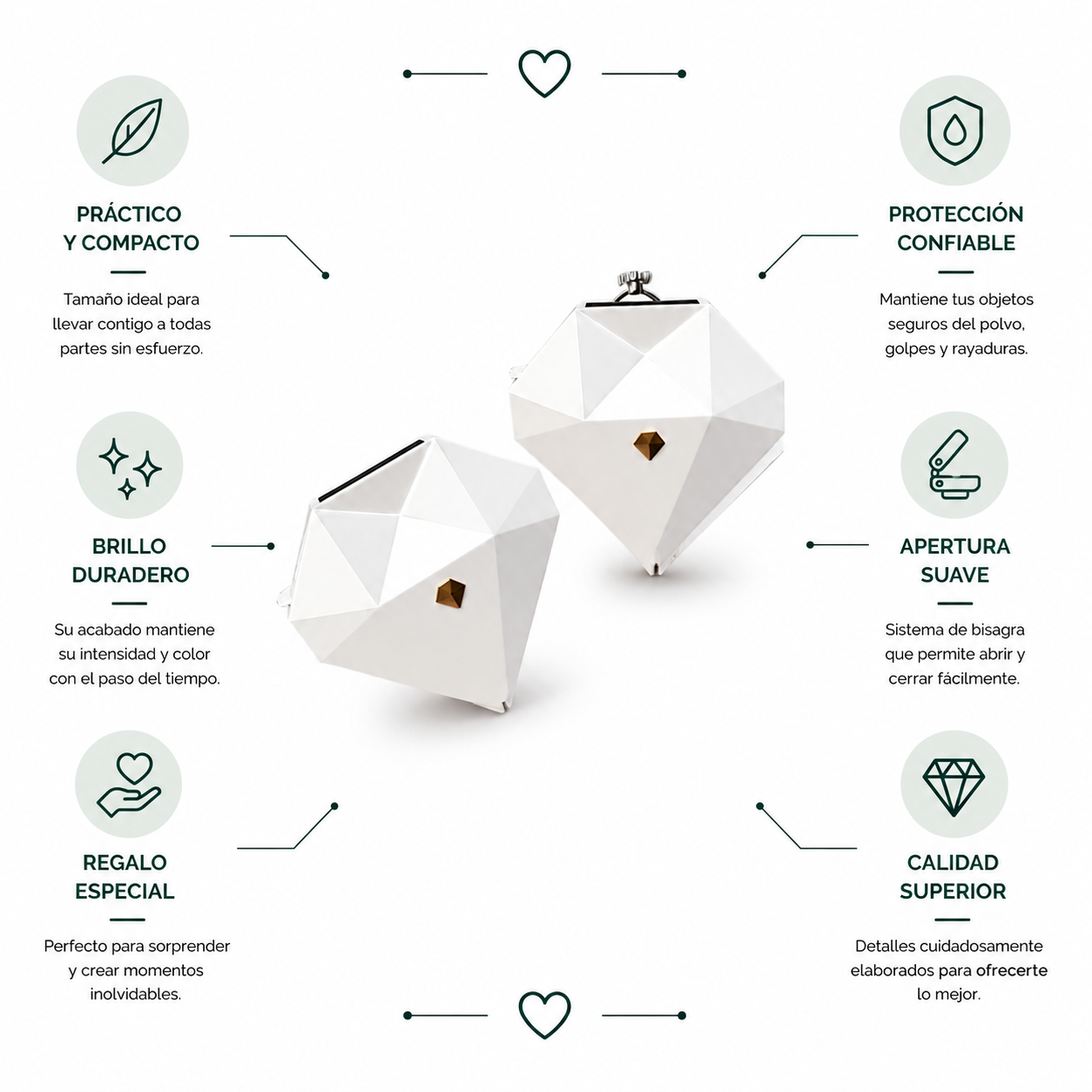 Caja de anillo en forma de corazón